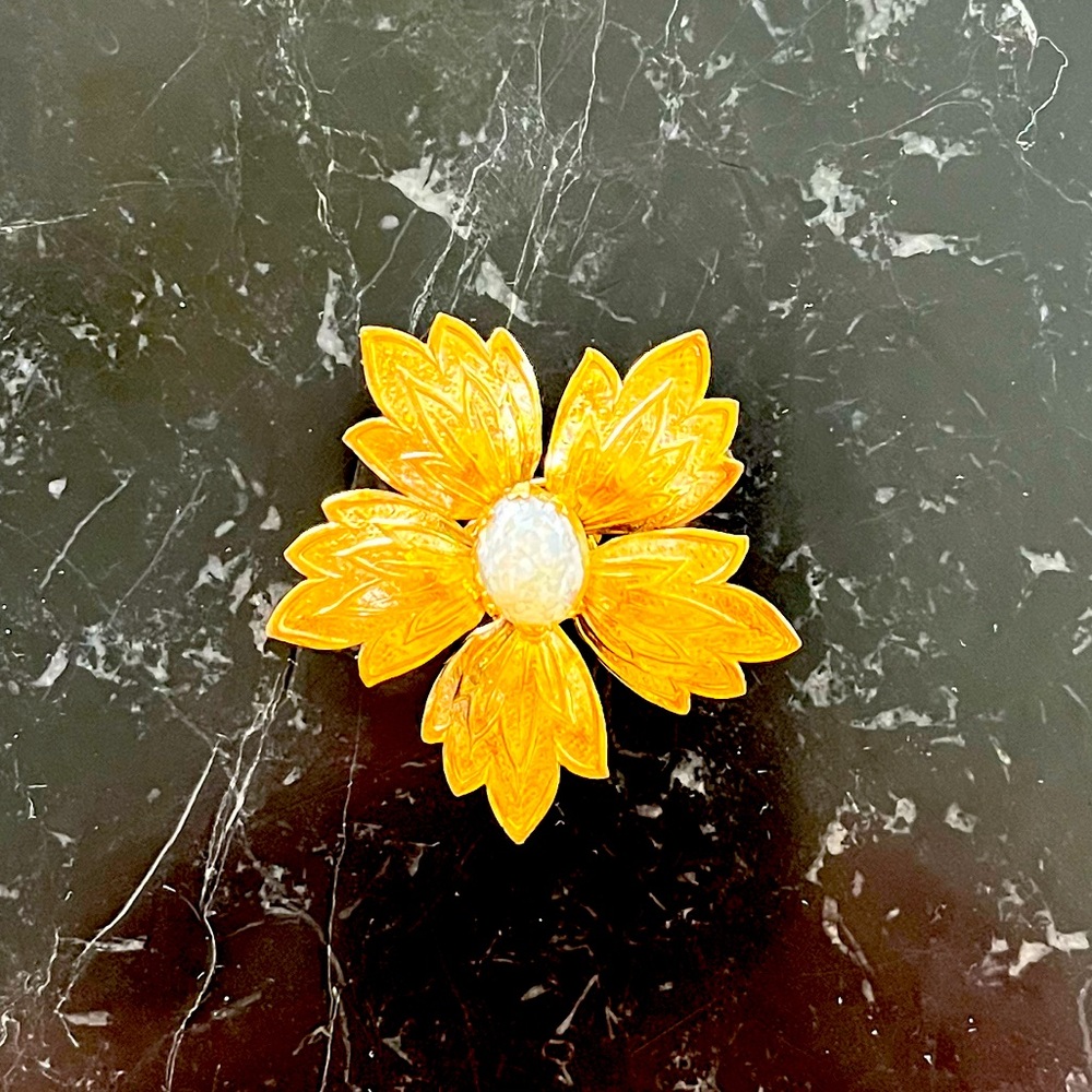 Gold filled opal stone brooch pin.